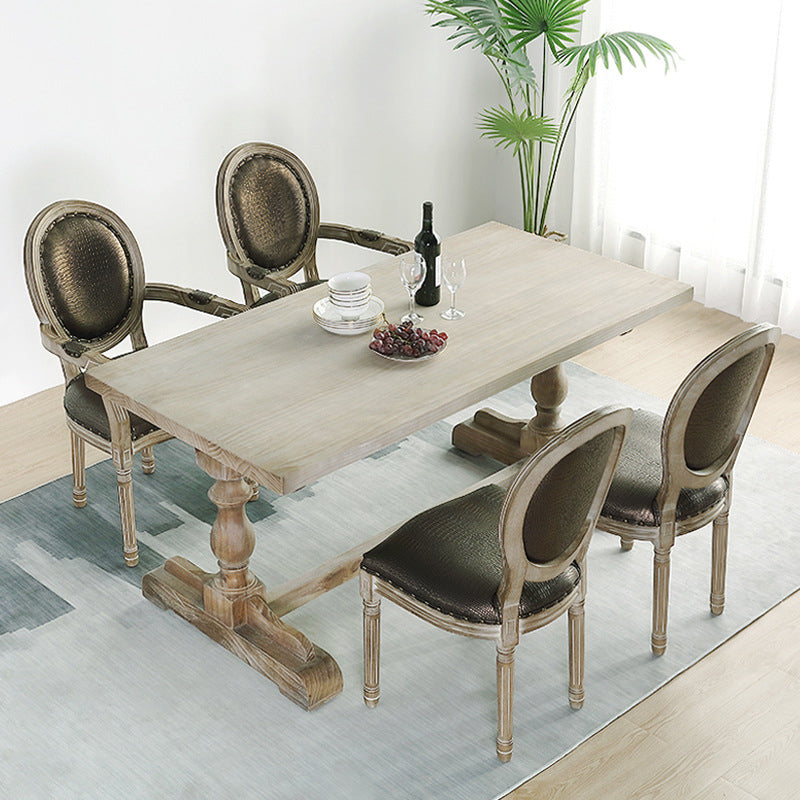 Solid Wood Dining Table Modern Rectangular Table with Trestle Base