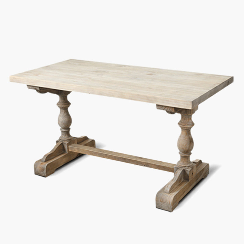 Solid Wood Dining Table Modern Rectangular Table with Trestle Base