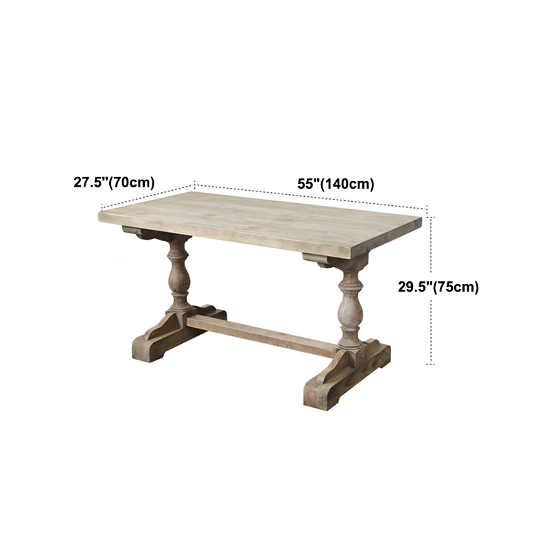 Solid Wood Dining Table Modern Rectangular Table with Trestle Base