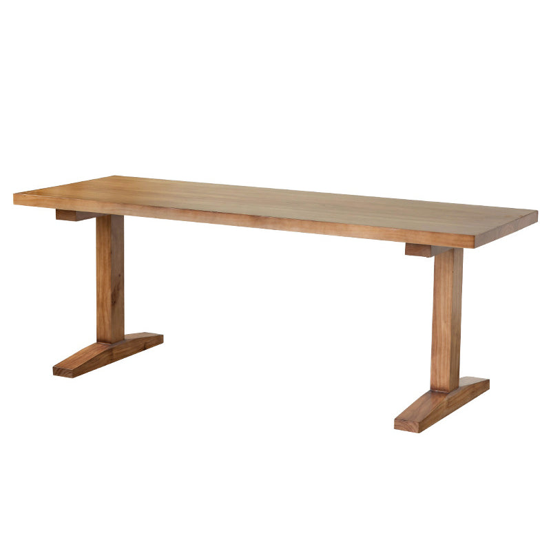 Modern Rectangular Dining Table Solid Wood Dining Table with Double Pedestal