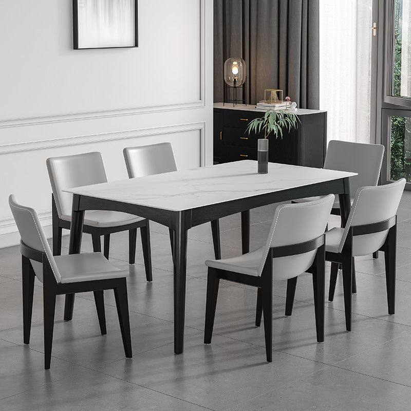 Table de salle à manger blanche moderne avec 4 pieds Table de salle à manger rectangulaire en ardoise