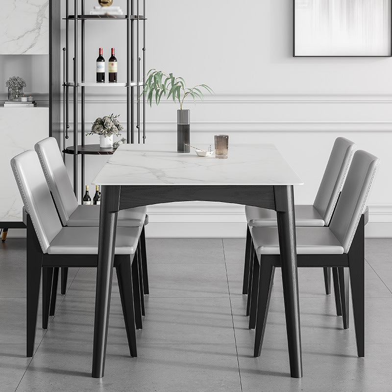 Table de salle à manger blanche moderne avec 4 pieds Table de salle à manger rectangulaire en ardoise