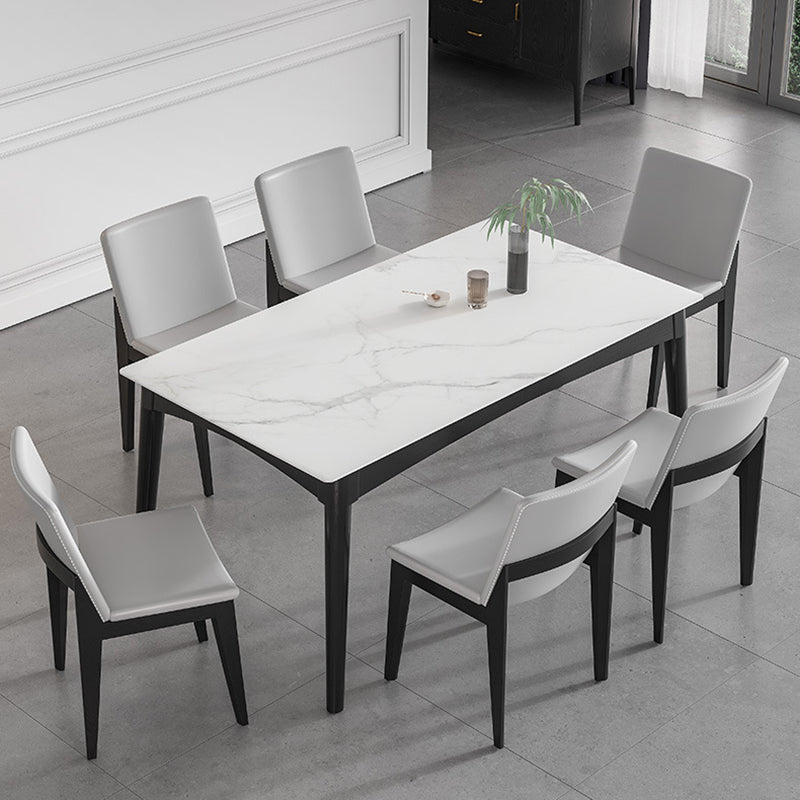 Table de salle à manger blanche moderne avec 4 pieds Table de salle à manger rectangulaire en ardoise