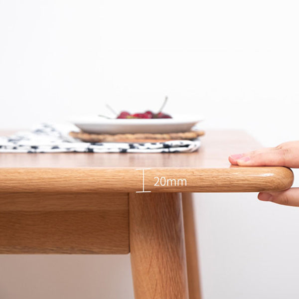 Solid Oak Dining Table Modern Rectangle Dining Table with 4 Natural Finish Legs
