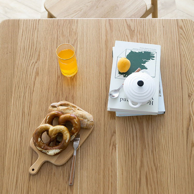 Solid Oak Dining Table Modern Rectangle Dining Table with 4 Natural Finish Legs
