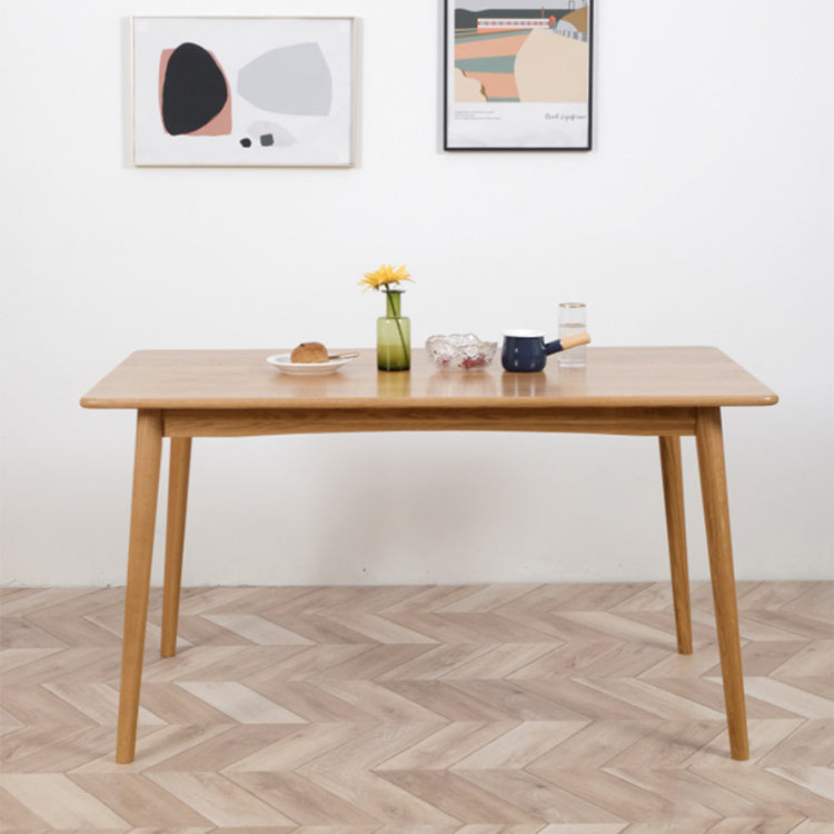 Solid Oak Dining Table Modern Rectangle Dining Table with 4 Natural Finish Legs