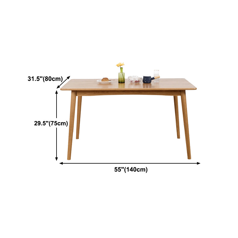 Solid Oak Dining Table Modern Rectangle Dining Table with 4 Natural Finish Legs