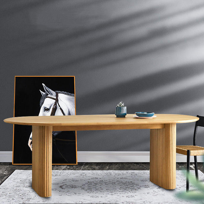 Double Pedestal Furniture Simplicity Style Oval Solid Wood Dining Room Collection