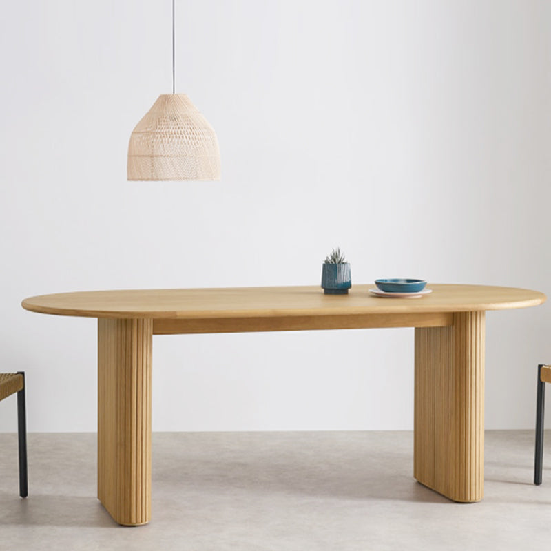 Double Pedestal Furniture Simplicity Style Oval Solid Wood Dining Room Collection