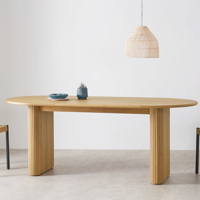 Double Pedestal Furniture Simplicity Style Oval Solid Wood Dining Room Collection