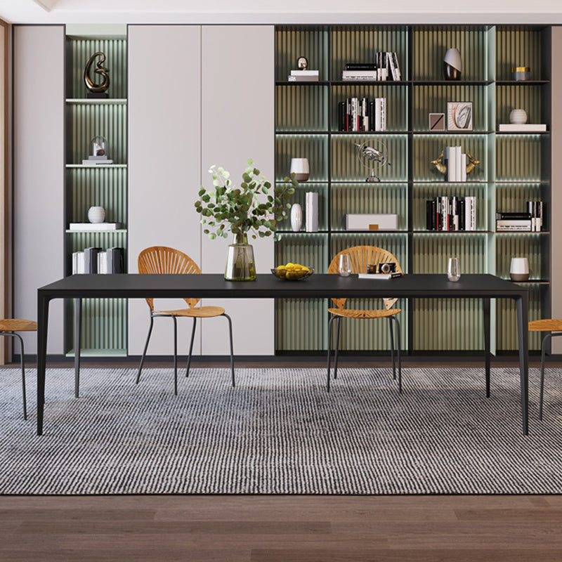 Black Stone Dining Table Contemporary Dining Table with 4 Legs