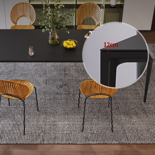 Black Stone Dining Table Contemporary Dining Table with 4 Legs