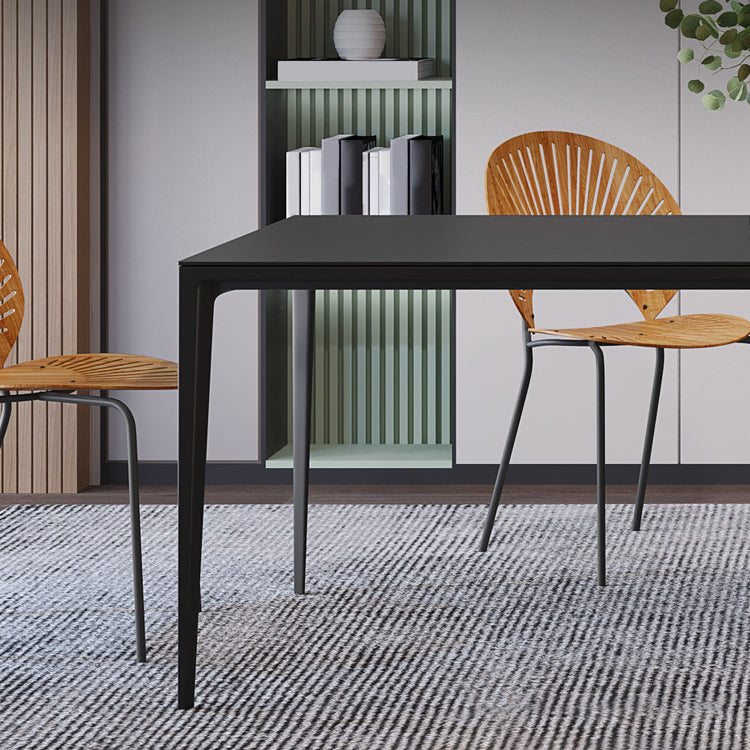 Black Stone Dining Table Contemporary Dining Table with 4 Legs