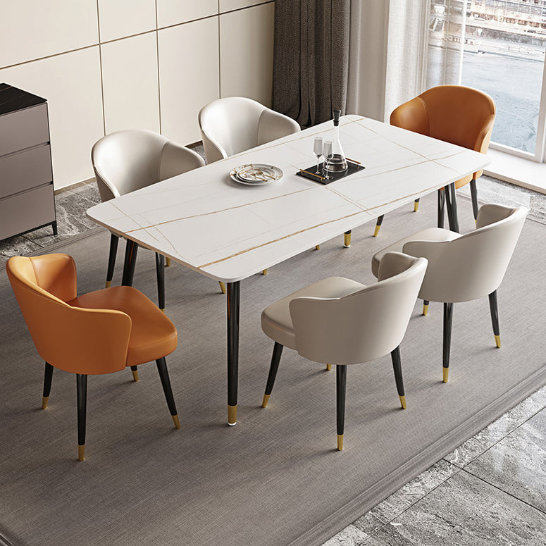 Stone Top Dining Table Contemporary Table with 4 Legs in Black