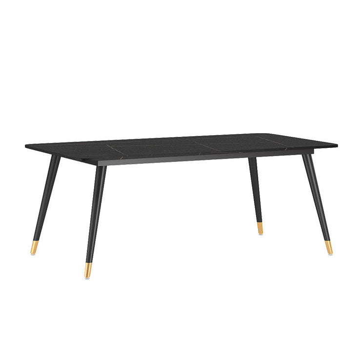 Stone Top Dining Table Contemporary Table with 4 Legs in Black