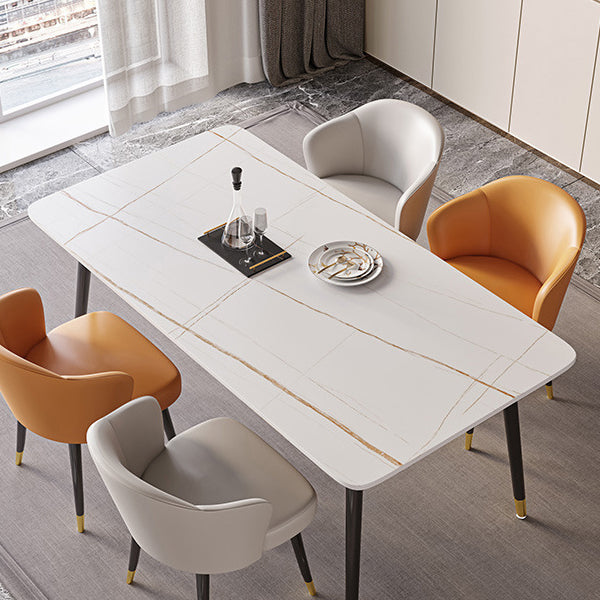 Stone Top Dining Table Contemporary Table with 4 Legs in Black