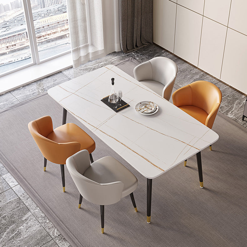 Stone Top Dining Table Contemporary Table with 4 Legs in Black