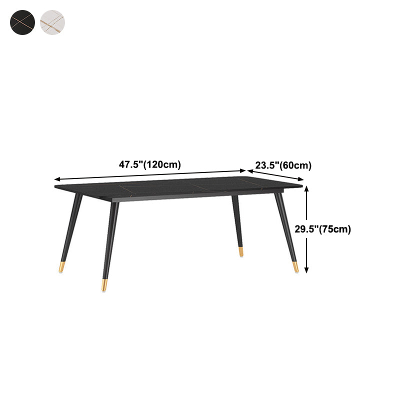 Stone Top Dining Table Contemporary Table with 4 Legs in Black