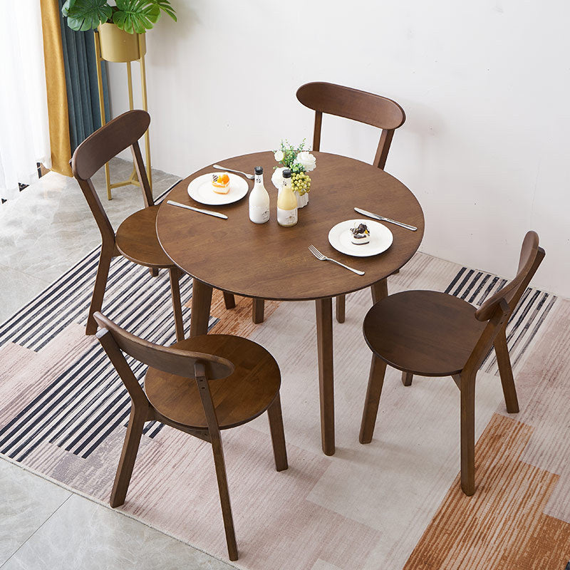 Solid Wood Top Dining Table Round Contemporary Table with 4 Legs