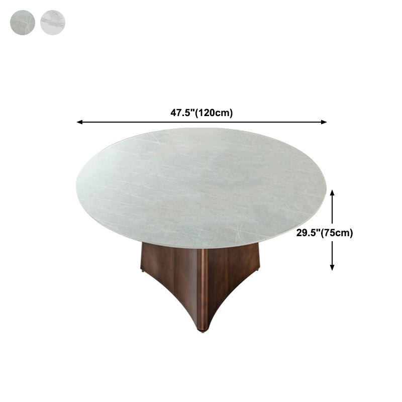 Stone Glam Round Dining Table Matte Finish Pedestal Table for Kitchen