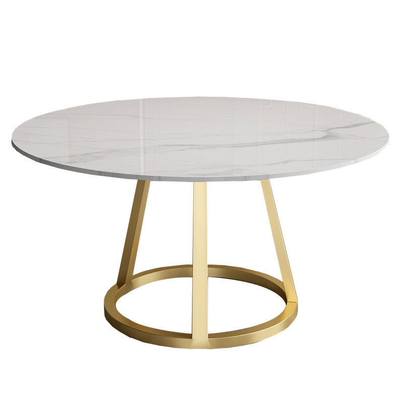 White Stone Top Dining Table Contemporary Dining Table with Pedestal Base