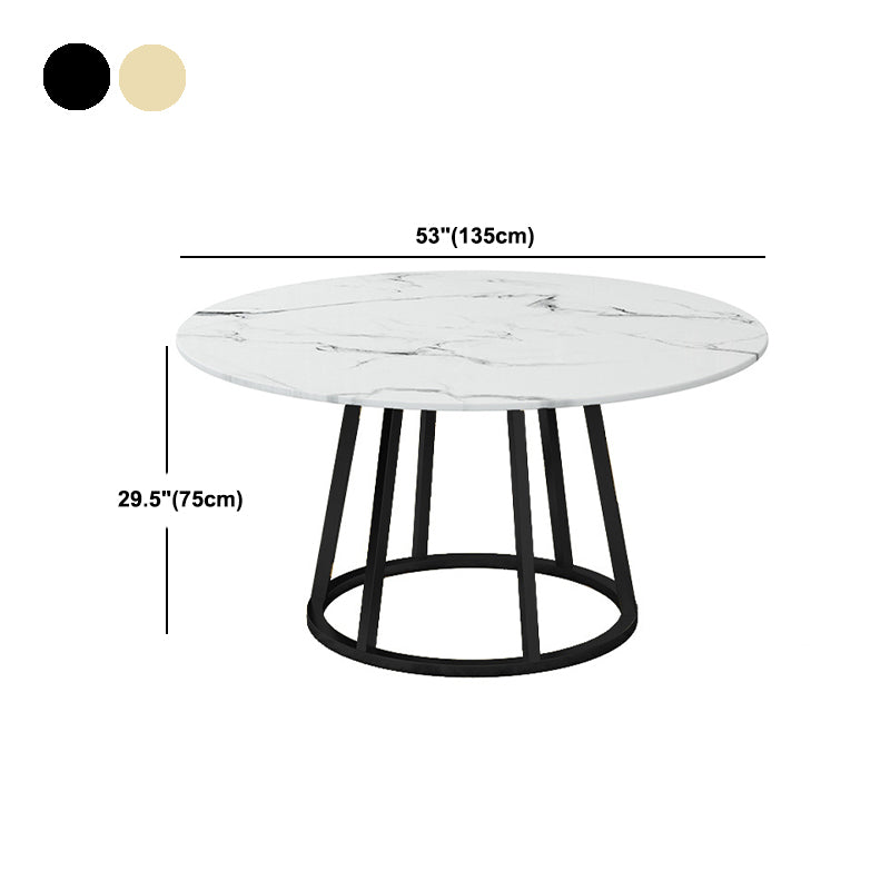 White Stone Top Dining Table Contemporary Dining Table with Pedestal Base