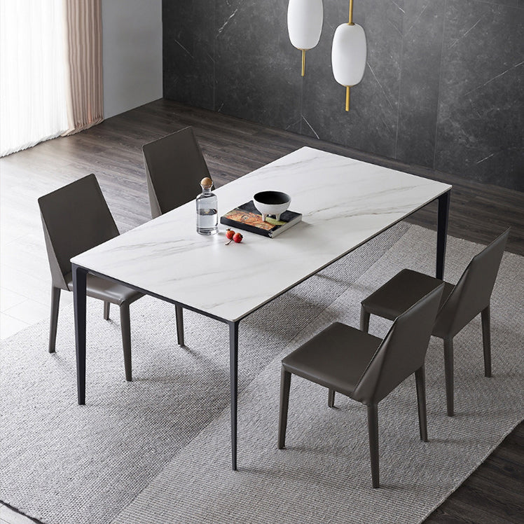Stone Top Dining Table Contemporary Dining Table with 4 Black Legs