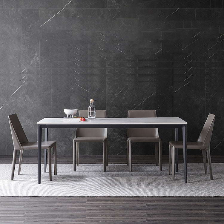 Stone Top Dining Table Contemporary Dining Table with 4 Black Legs