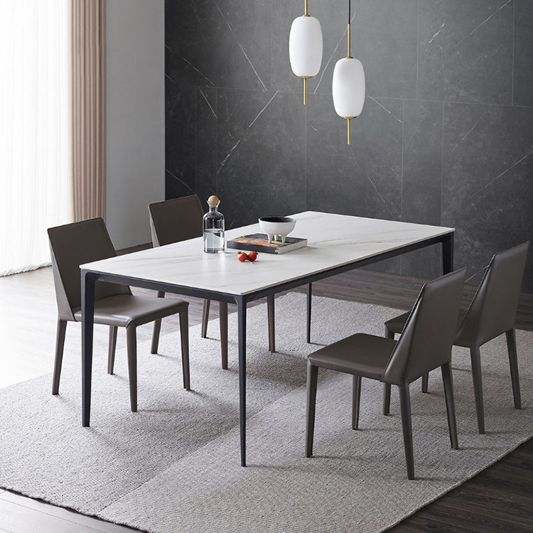 Stone Top Dining Table Contemporary Dining Table with 4 Black Legs