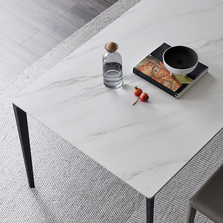 Stone Top Dining Table Contemporary Dining Table with 4 Black Legs