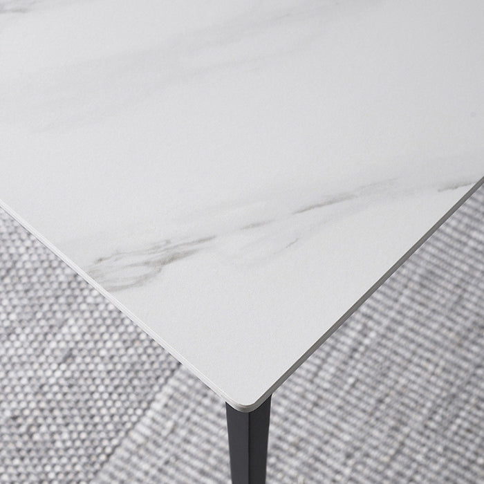 Stone Top Dining Table Contemporary Dining Table with 4 Black Legs