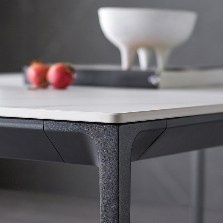 Stone Top Dining Table Contemporary Dining Table with 4 Black Legs