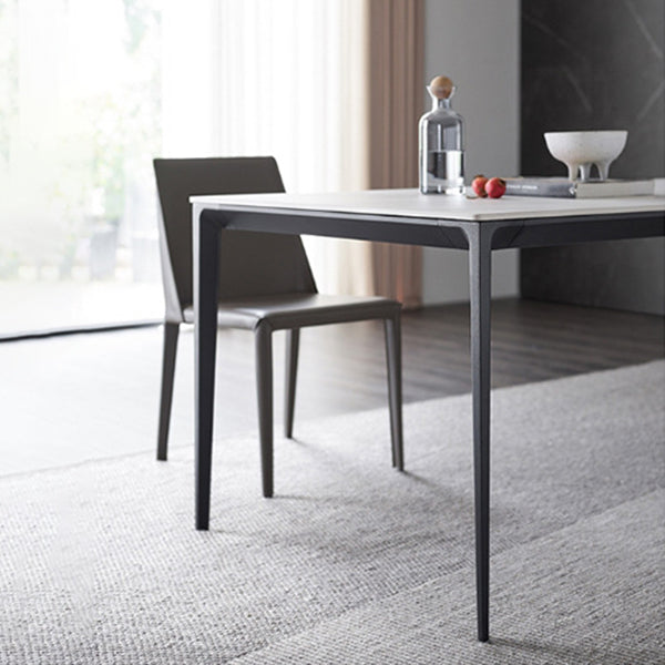 Stone Top Dining Table Contemporary Dining Table with 4 Black Legs