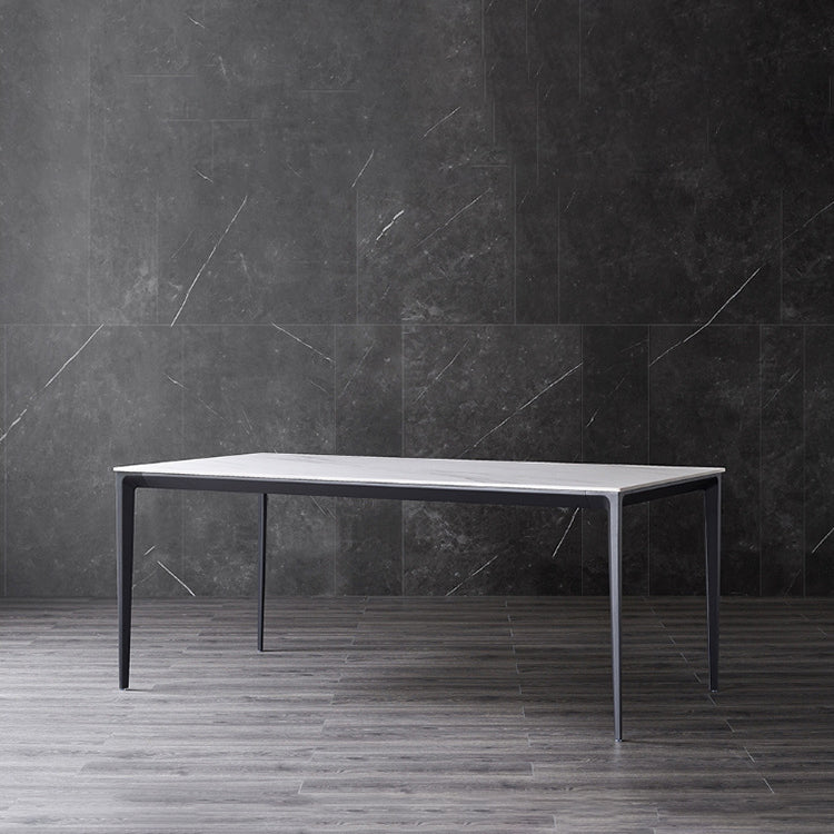 Stone Top Dining Table Contemporary Dining Table with 4 Black Legs