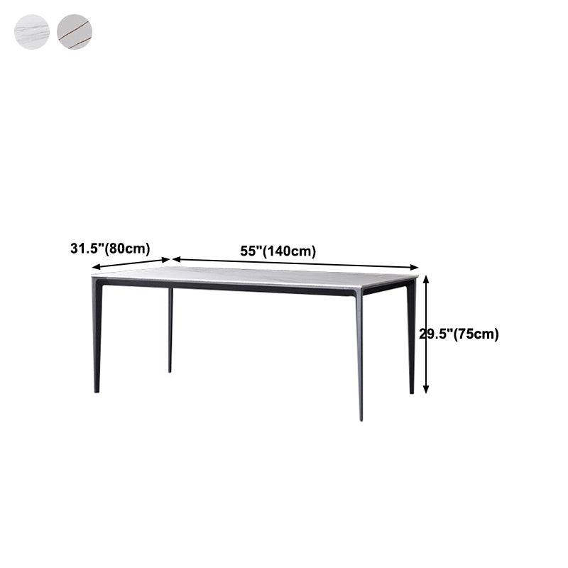 Stone Top Dining Table Contemporary Dining Table with 4 Black Legs