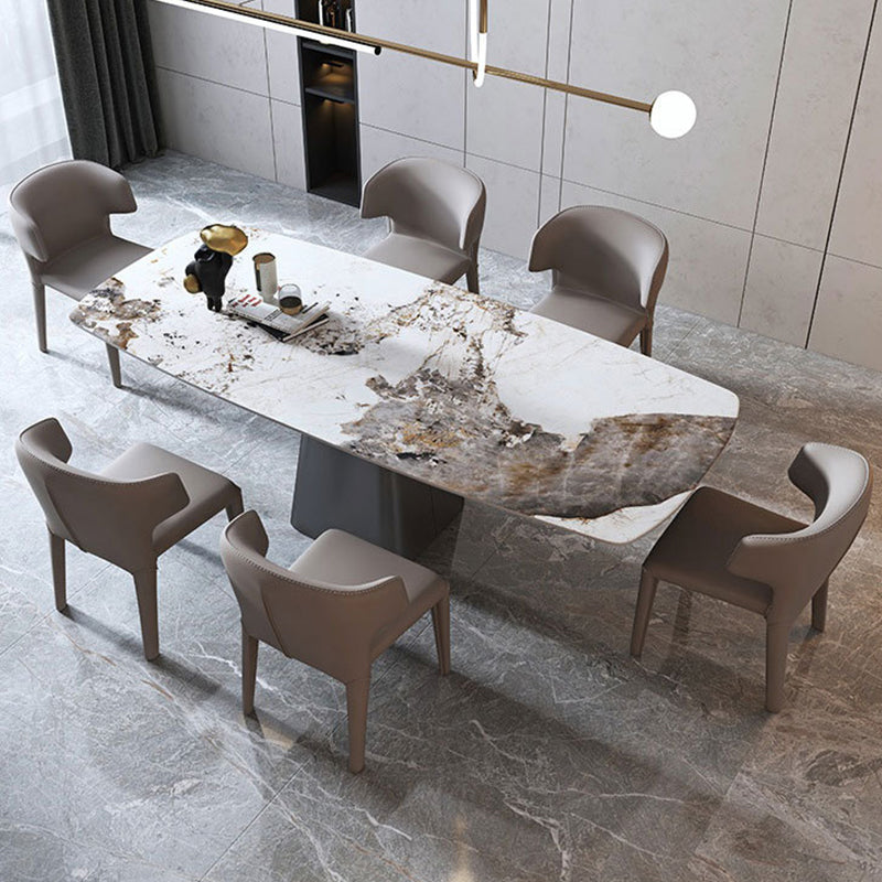 Rectangle Stone Dining Table Contemporary Dining Table with Pedestal Base