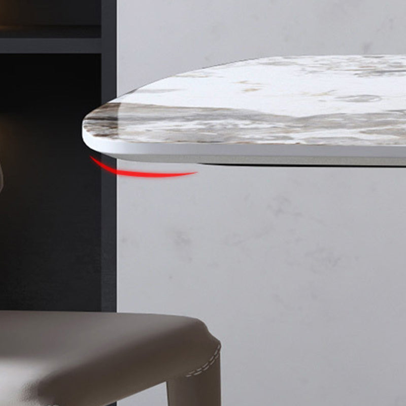 Rectangle Stone Dining Table Contemporary Dining Table with Pedestal Base