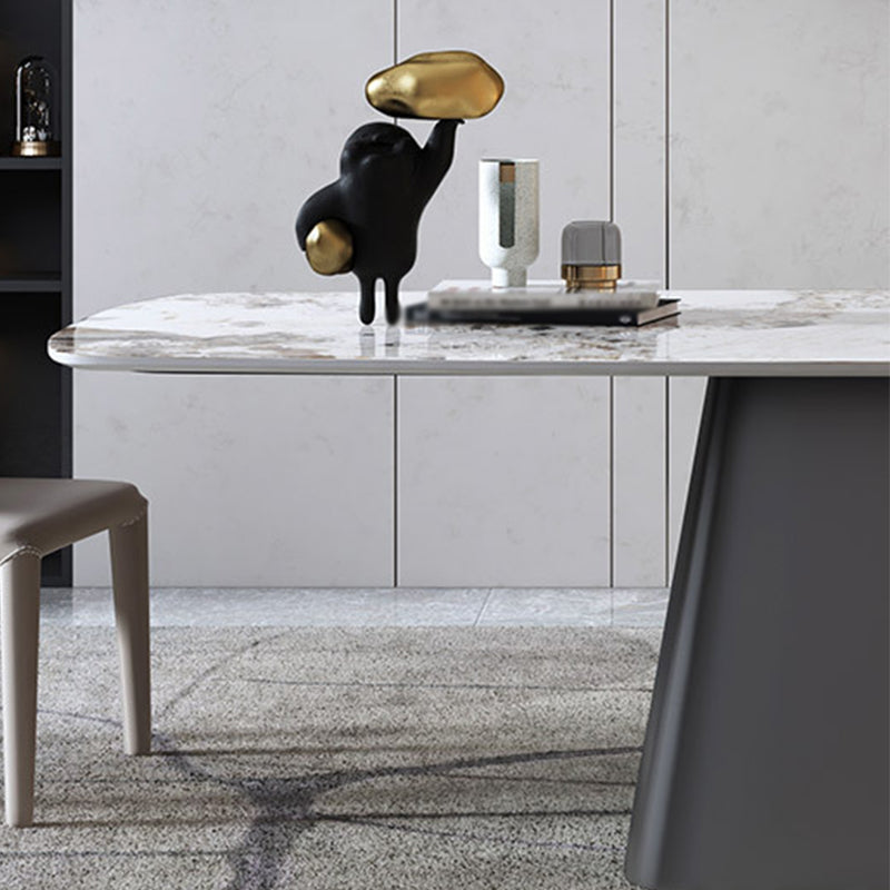 Rectangle Stone Dining Table Contemporary Dining Table with Pedestal Base