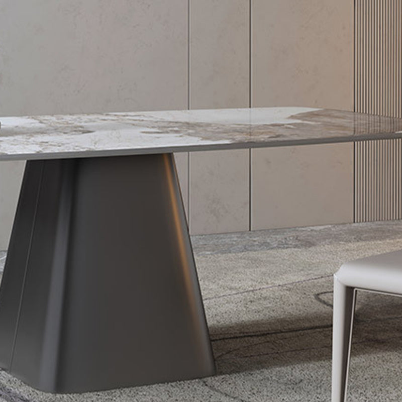 Rectangle Stone Dining Table Contemporary Dining Table with Pedestal Base