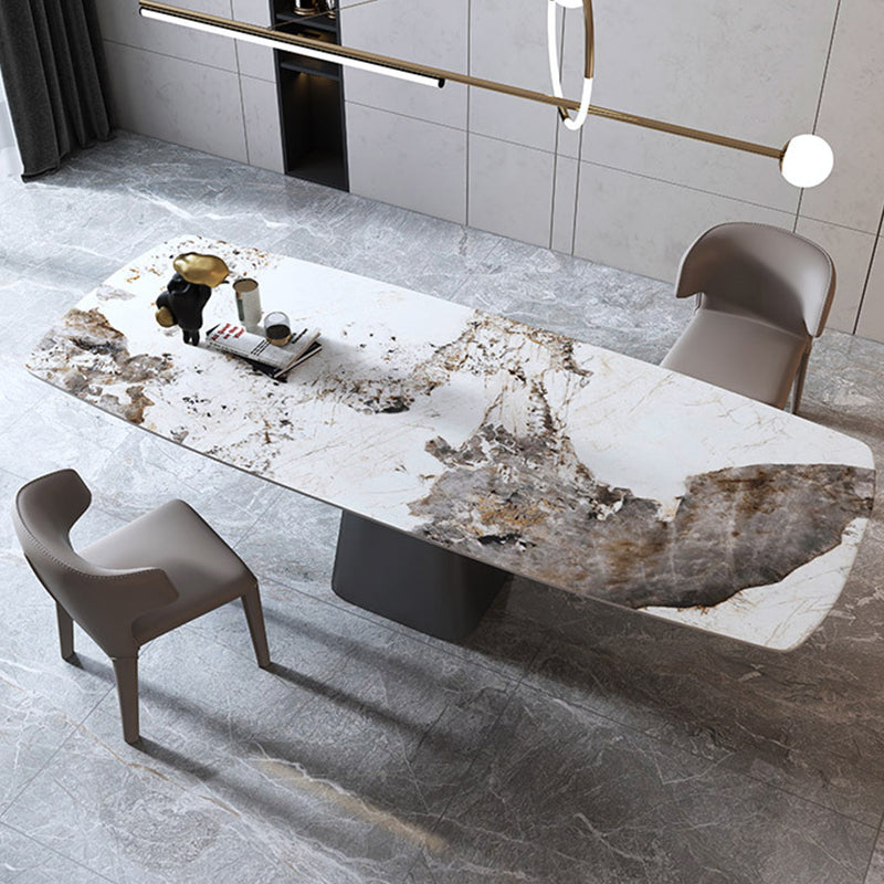 Rectangle Stone Dining Table Contemporary Dining Table with Pedestal Base