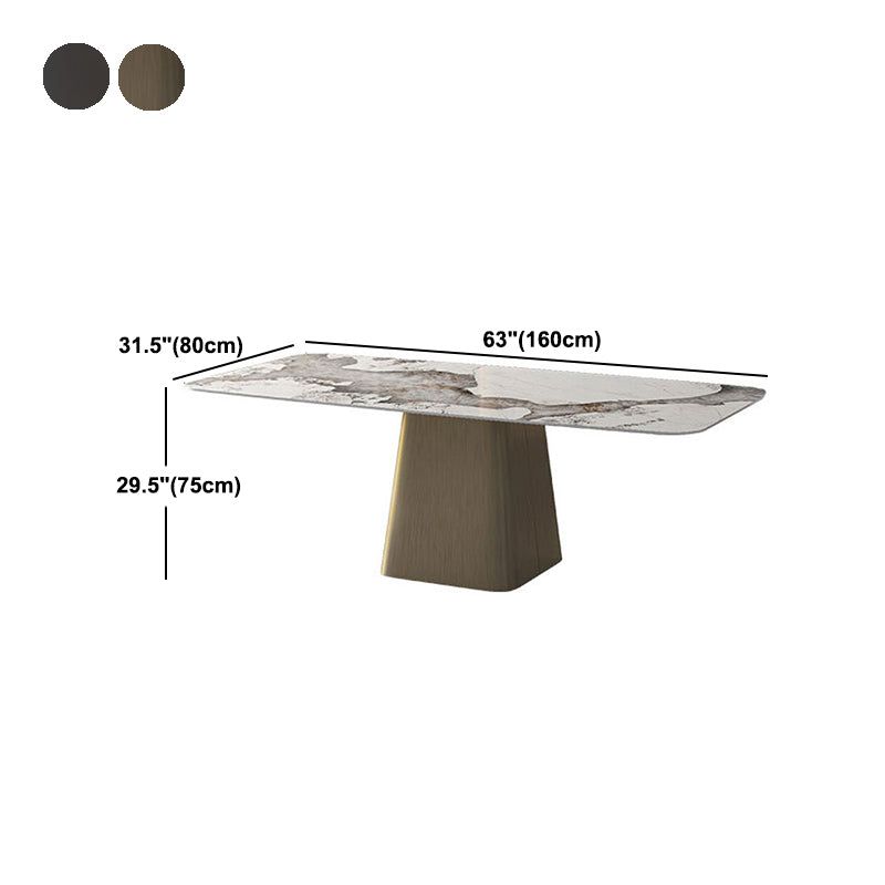 Rectangle Stone Dining Table Contemporary Dining Table with Pedestal Base