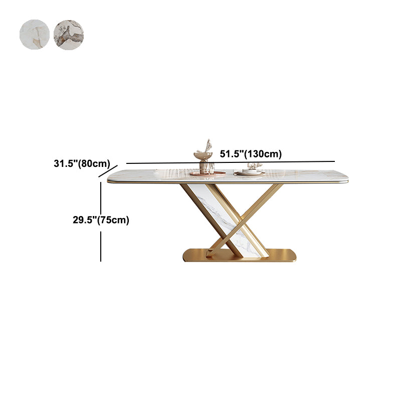 Stone Top Dining Table Traditional Luxury Rectangle Dining Table with Pedestal Base