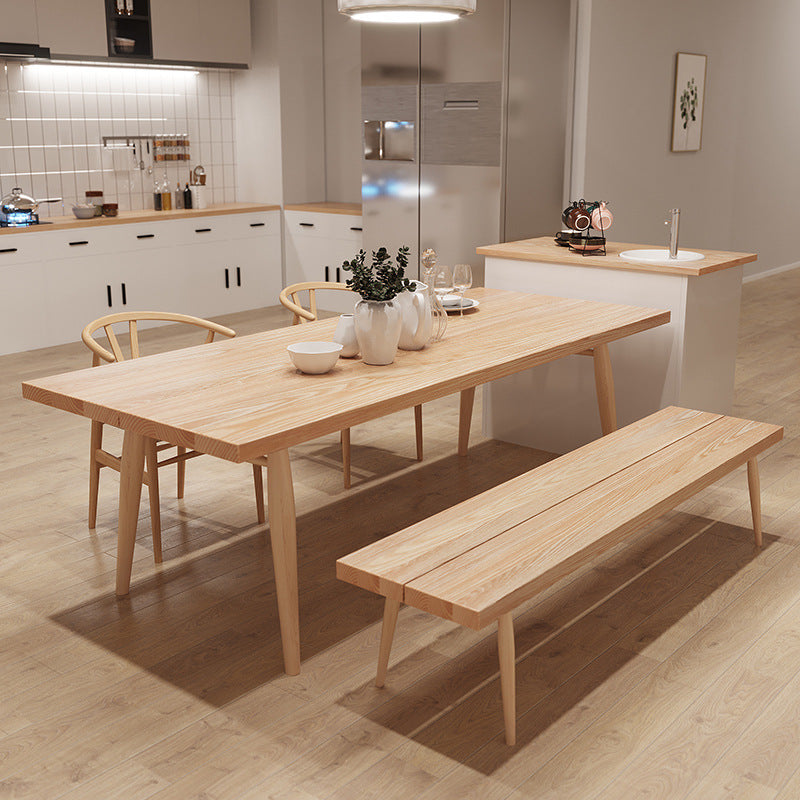 Contemporary Natural Wood Table Ash Rectangle Dining Table with 4 Legs