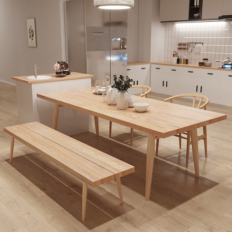 Contemporary Natural Wood Table Ash Rectangle Dining Table with 4 Legs