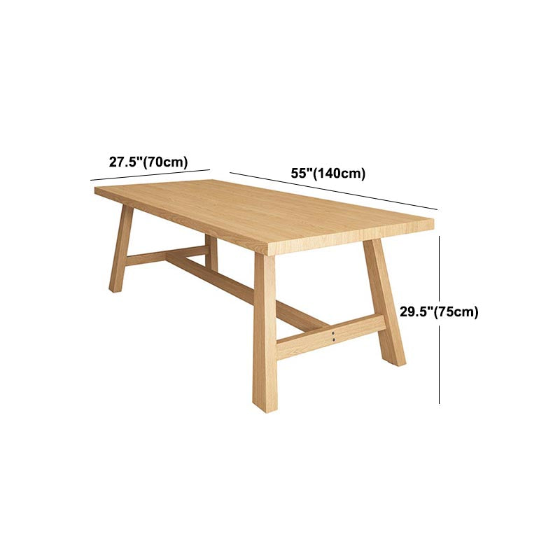 Contemporary Natural Wood Table Pine Rectangle Dining Table with Trestle
