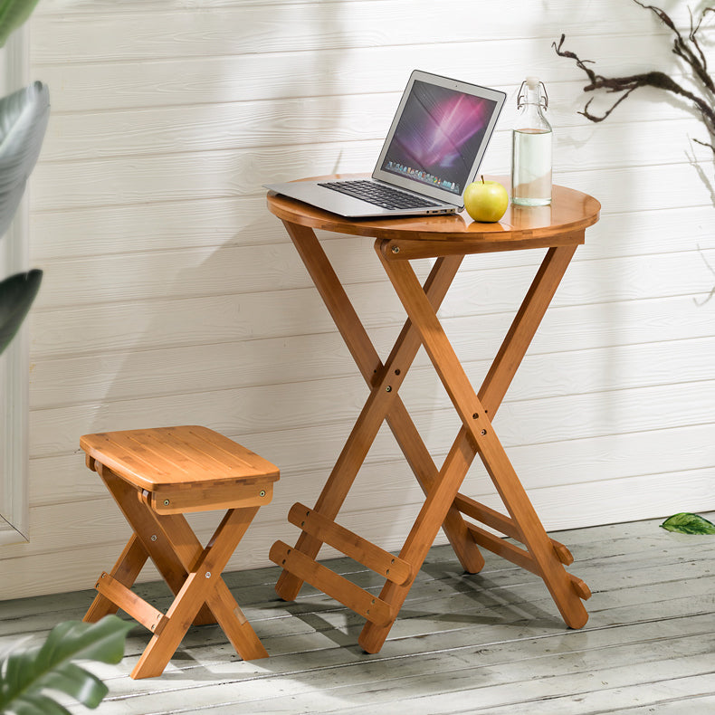 Contemporary Natural Wood Table Bamboo Home Dining Table with Pedestal
