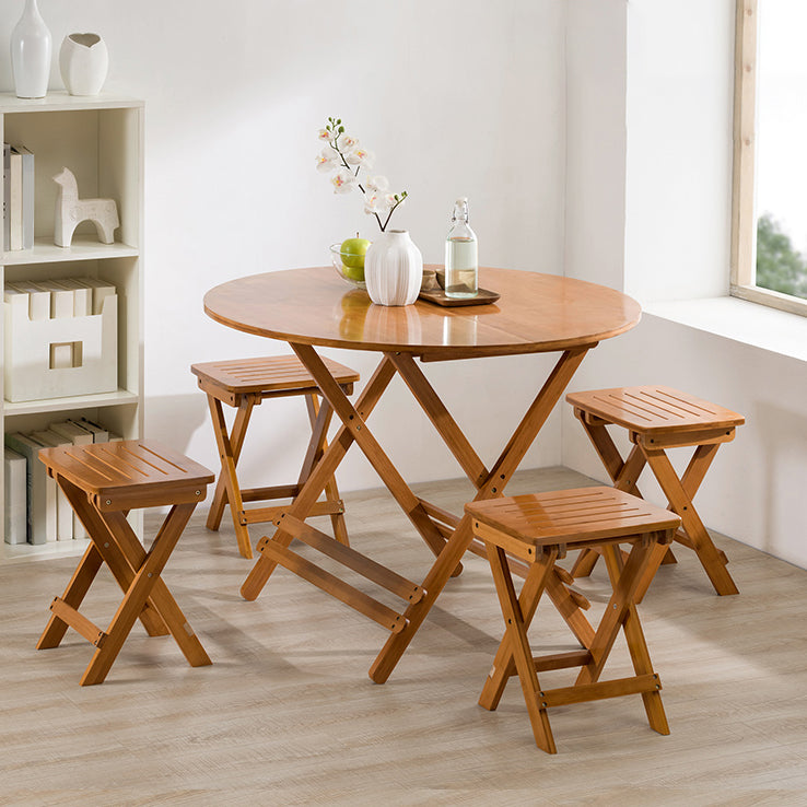Contemporary Natural Wood Table Bamboo Home Dining Table with Pedestal