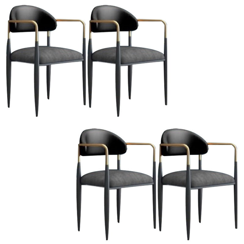Contemporary Upholstered Arm Chair Open Back Dining Chair for Dining Room
