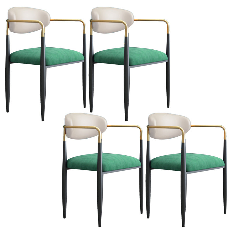 Contemporary Upholstered Arm Chair Open Back Dining Chair for Dining Room