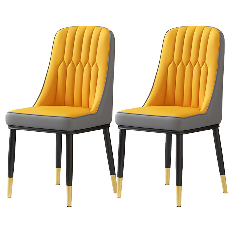 Glam Parsons Dining Side Chair Leather Indoor Dining Chair with Metal Legs